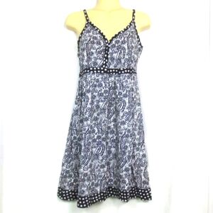 New Faded Gory Sun Dress Black White Paisley Boho Print Cotton A-line Size S 4-6